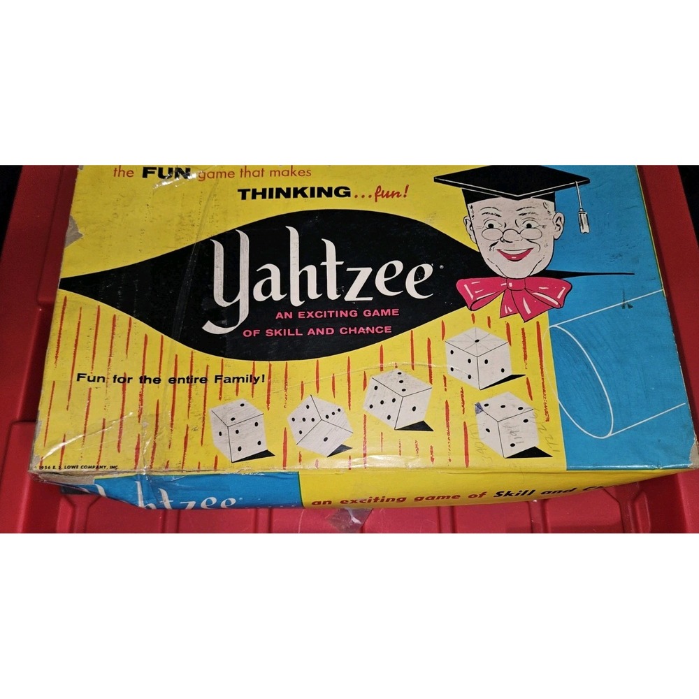 Vintage‎ 1956 Yahtzee Pcs Included And Directions  Boxed Taped